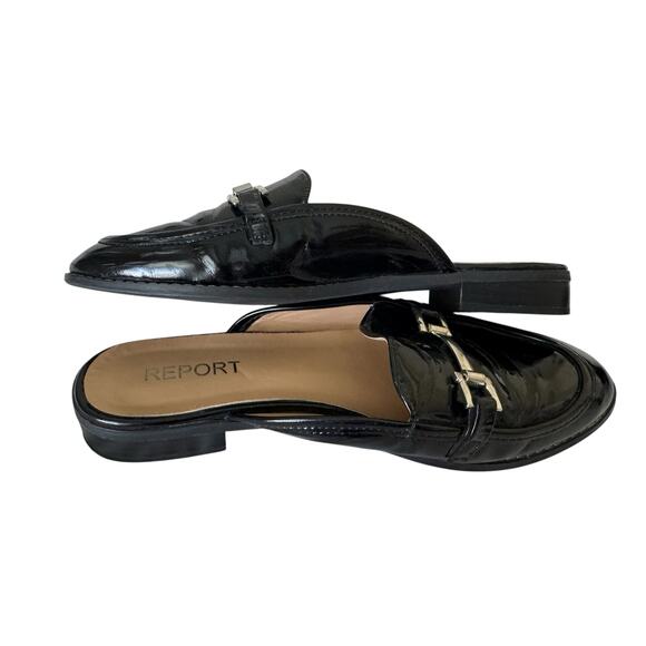 REPORT Quade Women’s Black Patent Leather Mule Loafers Size 8 Slip-On Flats - Picture 7 of 11